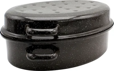 Immagine prodotto di KARL KRÜGER arrostitore d'oca ovale 7,5 litri Ø38cm smaltato nero/bianco maculato