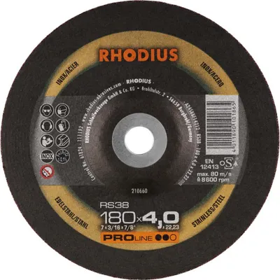 Produktbild von RHODIUS Schleifscheibe RS38 180 x 4,0 x 22,23 PROline 210660