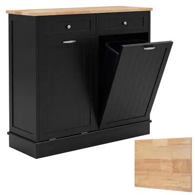 Produktbild von COSTWAY Kommode für Mülleimer 40 L, Küchenschrank mit 2 Türen, Schwarz