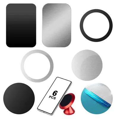 Produktbild von 6Pcs Runde Metallplatte Handy Metallplatte der magnetischen Handyhalterung mit 3M Klebefolie Sehr dünne Ersatzplatten für magnetische Auto-Handyhalterung