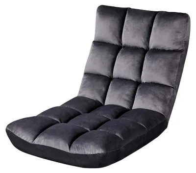 Produktbild von Faltbarer Bodenstuhl, Lazy Sofa, Klappbarer Relaxsessel, Meditationsstuhl, Bodensessel mit Verstellbarer Lehne, Lesesessel für Zuhause oder Büro in Grau