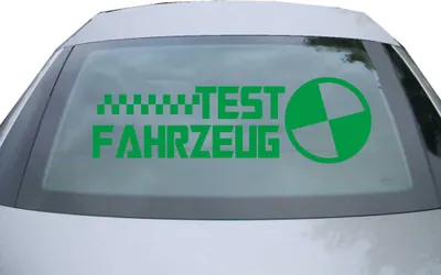 Produktbild von Indigos UG - Aufkleber Heckscheibe & Motorklappe DE6973 - grün - 600x186 mm - Testfahrzeug - Auto Scheiben Fenster Heckklappe Tuning Racing JDM - Die cut