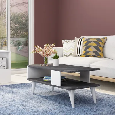 Produktbild von Skye Decor, Ayca - Black, White, Couchtisch, Schwarz, 100 % MELAMINBESCHICHTETE SPANPLATTEN, 90 x 45 x 40 cm