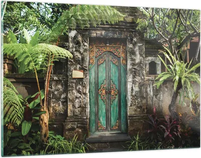 Produktbild von Bilder auf glas - Einteilig - Tor Tür Grün - 120x80cm - Glasbilder - Wandbilder - Bilder - zum Aufhängen bereit - Wanddekoration aus Glas - Glas Bilder - Wandbild auf Glas - GAA120x80-5078