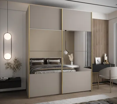 Produktbild von Zweitüriger Kleiderschrank SAMARA 4 – 190 cm, Kaschmir/Gold