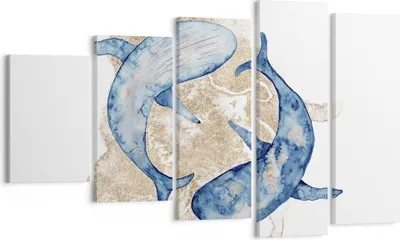 Produktbild von Bild auf Leinwand - Leinwandbild - 5 Teile - Wal Aquarell Gold - 100x60cm - Wand Bild - Wanddeko - Wandbilder - Leinwanddruck - Bilder - Wanddekoration - Leinwand bilder - Wandbild - EG100x60-4150