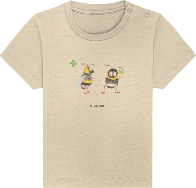 Produktbild von Mr. & Mrs. Panda  T-Shirt Hummeln Kleeblatt 24. - 36. Monat - Natural Raw - Geschenk, Lustige Sprüche, Hummel, Baby Top, Biene, glücklich sein, Spruch Positiv, Shirt
