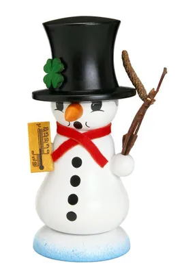 Produktbild von Räucherfigur Schneemann Schmelzi mit Kleeblatt Höhe 10 cm
