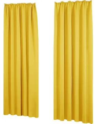 Produktbild von Blickdichte Gardinen mit Kräuselband, Lärmschutz, Kälteschutz, 245x140 cm, Senfgelb, 2er Set