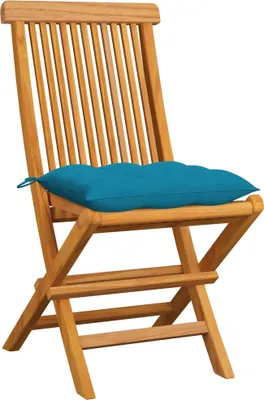 Produktbild von vidaXL Gartenstühle mit Hellblauen Kissen 6 Stk. Massivholz Teak