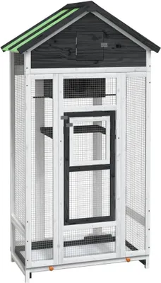 Zdjęcie produktu dla vidaXL Woliera szara 91,5x53x170 cm lite drewno sosnowe