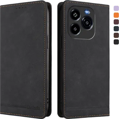 Obrázek produktu pro Pouzdro pro Oukitel C65 / C65 Pro, retroPolyuretankožené flip pouzdro s stojánkem a přihrádkami na karty Černý