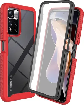 Produktbild von Redmi Note 11 Pro+ 5G Hülle, TPU Bumper mit Eingebautem Displayschutz 360 Grad Komplettschutz Schutzhülle für Xiaomi Redmi Note 11 Pro+ 5G Rot