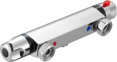 Immagine prodotto di Valvola termostatica per rubinetto doccia, valvola miscelatrice termostatica per doccia con blocco di sicurezza antiscottatura 38, valvole di controllo della temperatura per rubinetto doccia acqua calda e fredda per bagno, camper, rivestimento cromato