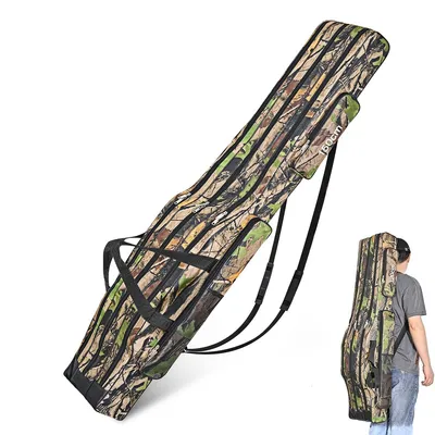 Produktbild von Multifunktionale Angeltasche, 150 cm Gerätetasche, wasserdicht, faltbar, mit 3 Fächern und Schultergurt, für Angelruten und Kescher