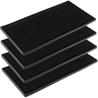 4er-Set schwarze Gummistabmatten 15x30x1 cm für Arbeitsplatten