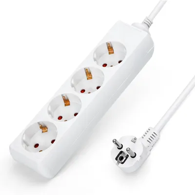 Productafbeelding van Aigostar stekkerdoos met 4 stopcontacten, tafelmodel, kinderbeveiliging, 1,5 meter kabel, wit
