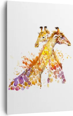 Produktbild von Bild auf Leinwand - Leinwandbild - Einteilig - Giraffen Tiere Kinder Safari - 80x120cm - Wand Bild - Wanddeko - Wandbilder - Leinwanddruck - Wanddekoration - Leinwand bilder - Wandbild - PA80x120-2883