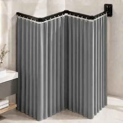 Obrázok produktu pre Omgoods – Ohývateľná záclona do sprchy s prísavkami