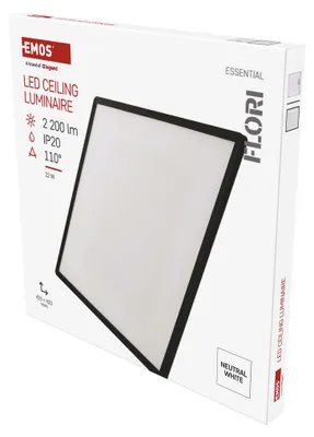 LED přisazené svítidlo FLORI čtvercové, černé, 22W, neutrální bílá