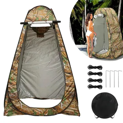 Produktbild von Camping Pop-up Duschzelt, Blickdicht Toilettenzelt, Tragbares Umkleidezelt, WC-Zelt -120x120x190 cm - inkl. Tragetasche - für Outdoor, Strand, Camping