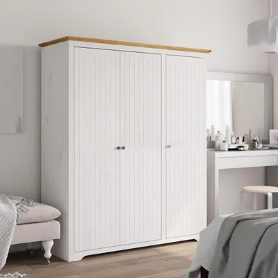Obrázok produktu pre vidaXL Šatníková skriňa BODO biela a hnedá 146x53,5x173 cm borovicové drevo