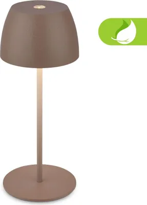 Produktbild von Briloner Serina Mini LED Tischlampe kabellos IP44, Dimmbar, Touch, Spritzwasserschutz, akku, Umbrasand, Ø8 x 20 cm