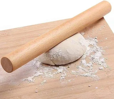 Imagen del producto de Rodillo de madera de 30 x 3,5 cm: un utensilio práctico para preparar masa de fondant, pizza, galletas y hojaldre
