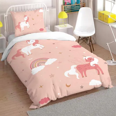 Productafbeelding van Kinderdekbedovertrek 140x200 cm - Microvezel - Eenhoorn - Roze