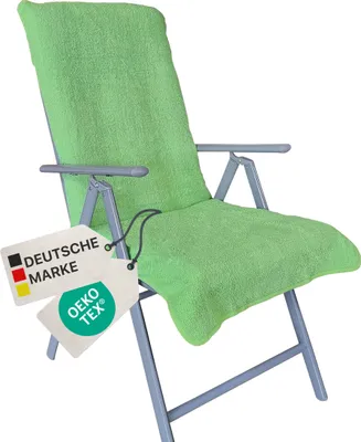 Produktbild von NYVI Frottee Schonbezug für Gartenstuhl NYVISpa 60x130 cm Grün - Hygiene Auflage für Hochlehner Gartenstühle Campingstühle - Handtuch Bezug - 100