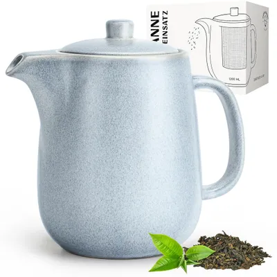 Keramische Teekanne mit Sieb, 1,2 l, ozeanblau