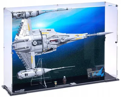 Image de Vitrine horizontale noire pour LEGO® 75442 Star Wars – N-1 Starfighter, avec fond imprimé