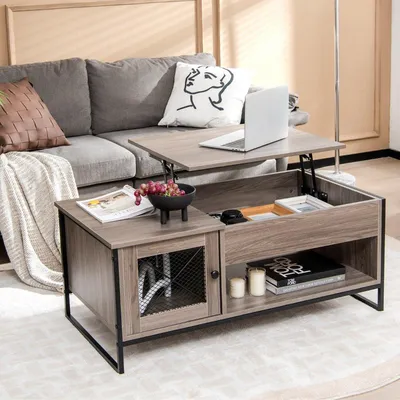 Produktbild von Couchtisch mit Hubplatte Mitteltisch mit Pneumatischer Hebevorrichtung 106 x 55 x 44,5 cm Grau