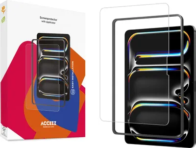 Immagine prodotto di iPad Air 13 Zoll 2025 M3, iPad Air 13 pollici 2024 M2 Screenprotector: Pellicola protettiva in vetro Accezz + tavoletta applicatrice - Trasparente