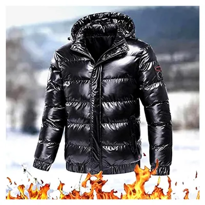 Produktbild von Leichte Daunenjacke für Herren, einfarbig, mit Kapuze, sportliche Isolationsjacke, gefütterte Übergangsjacke