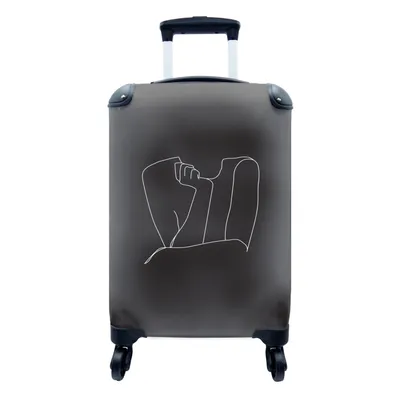 Produktbild von MuchoWow® Koffer Handgepäck Trolley Rollkoffer Kleine Reisekoffer mit 4 Rollen - Frau - Strichzeichnung - Hände - Cabin Size < 55x40x23 cm & 55x40x20 cm - Fotokoffer - Kabinenkoffer - Boardgepäck - Reise-Box - Reisekoffer - Reisegepäck - Koffer mit Bild - Trolley für Kinder