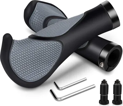 Produktbild von Fahrradlenkergriff Fahrradgriffe ergonomisch Fahrrad Lenker Griffe mit Bar Ends,1 Paar, rutschfest, Zwei Seiten Lock-On Design, für MTB & BMX