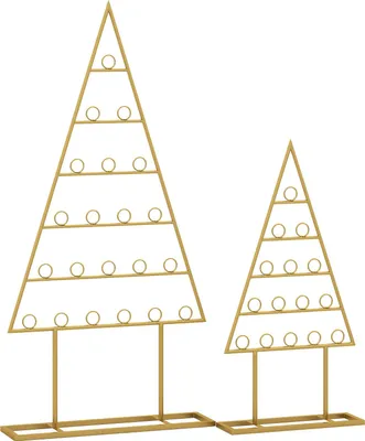 Productafbeelding van COSTWAY 2-delige kerstboom kaartenhouders, 76+112,5 cm, kerstkaartenhouders met 36 ringetjes en metalen frame, displaystandaard, kerstdecoratie