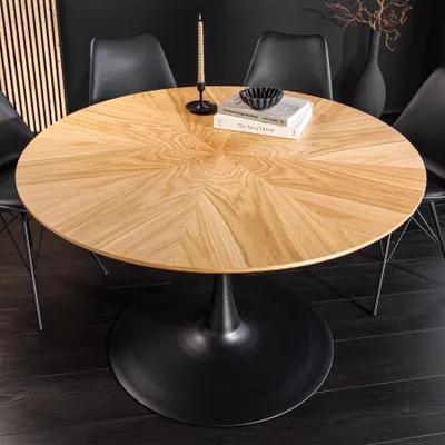 Produktbild von riess-ambiente Design Esstisch ATELIER 120cm rund Eiche schwarzer Metallfuß Esszimmertisch Tisch Konferenztisch