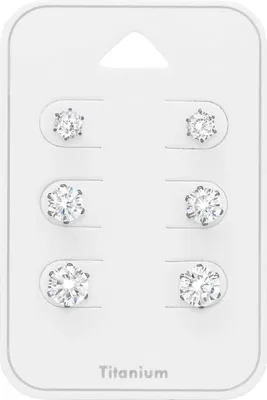 Produktbild von Titan Ohrringe Ohrstecker Set mit Zirkonia 4-5-6mm