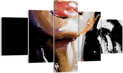 Produktbild von Bild auf Leinwand - Leinwandbild - 5 Teile - Öl Mund Frau - 125x70cm - Wand Bild - Wanddeko - Wandbilder - Leinwanddruck - Bilder - Wanddekoration - Leinwand bilder - Wandbild - EA125x70-4724