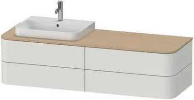 Produktbild von Waschtischunterbau HAPPY D.2 PLUS 1600x550mm 4 Schubk WT li we s-matt o ES weiß supermatt ohne Einrichtungssystem