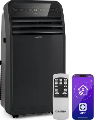 Image de Klarstein Metrobreeze New York Smart 12k Climatiseur Mobile - 12,000 BTU, 35-59 m², WiFi & Alexa, Ventilateur & Déshumidificateur, Silencieux, Classe A, Télécommande, Minuterie, Mode Veille, Noir