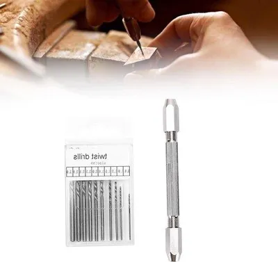 Immagine prodotto di Set di trapani manuali ergonomici con 3 utensili - 2 morsetti - acciaio inossidabile - design tornito - 3 bussole - impugnatura.