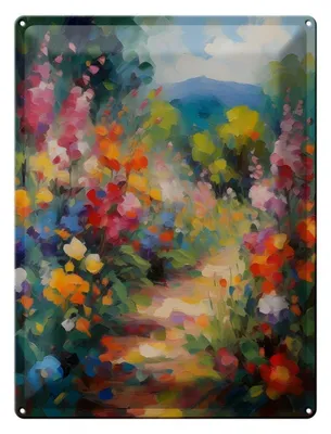 Produktbild von Blechschild 12x18cm Sommerweg der Tupfblumen