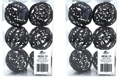 Produktbild von Weihnachts-Kugel 6cm glitzer 2 Sets - 12 Kugeln schwarz