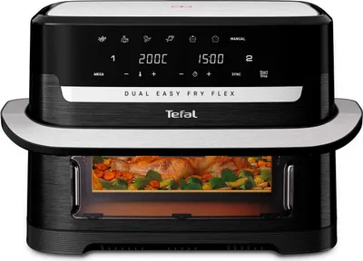 Obrázek produktu pro Tefal Dual Easy Fry Flex EY9228, Horkovzdušná fritéza, 9 l, 1,7 kg, 40 °C, 200 °C, 8 člověk/lidí