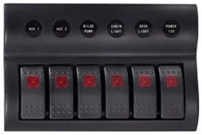 Produktbild von allpa Kunststoff Schalttafel, 12V, 6-Schalter & LED-Indikator, inkl. Labelsatz