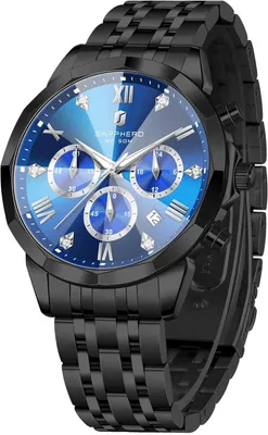 Produktbild von Watch Herren mit Chronograph Analog Quarz 50M Wasserdicht Armbanduhr Herren Mode Lässig Business Herrenuhren mit Kalender Edelstahlarmband