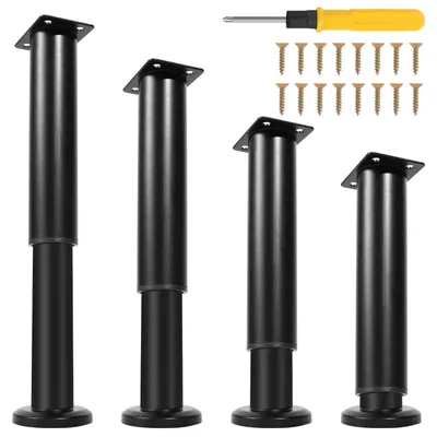 Möbelfüße 4er-Set, Edelstahl, schwarz, 18-30 cm, höhenverstellbar